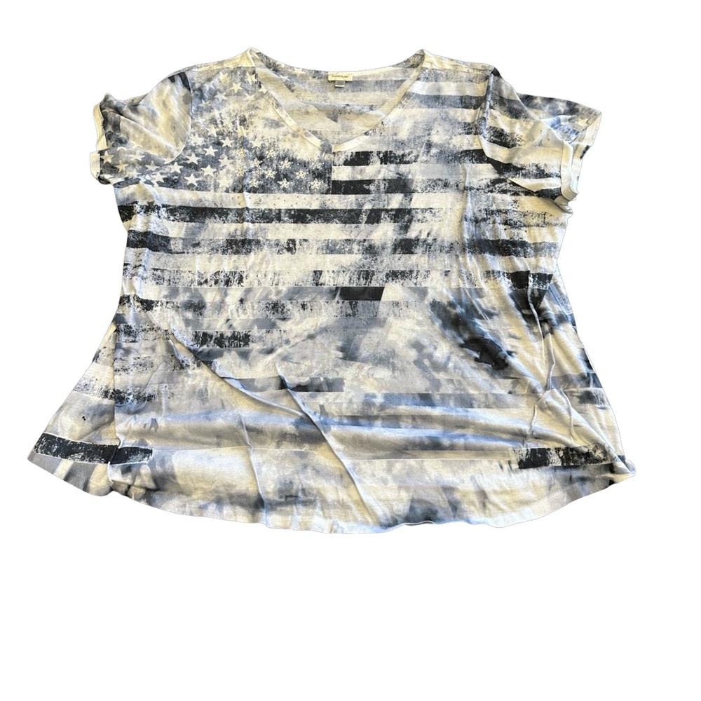 Avenue Blue and White Flag Patterned T-Shirt
